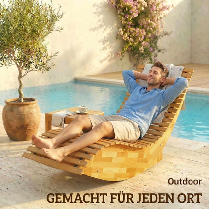 Folding Acacia Wood Sun Lounger, Ergonomic S-Shape Design
