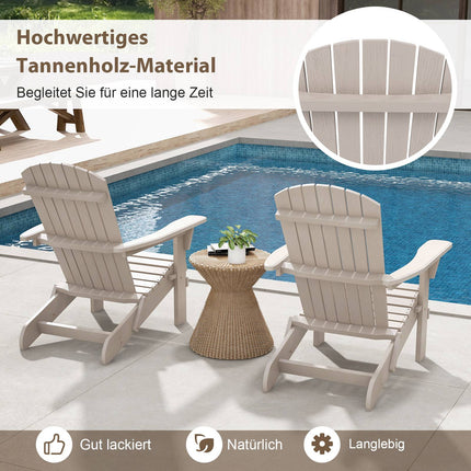 Folding Adirondack Chair, Gray Wood, High Backrest