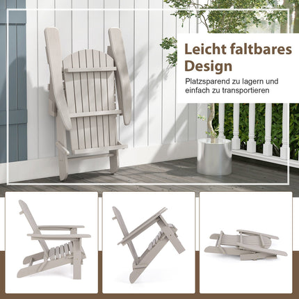 Folding Adirondack Chair, Gray Wood, High Backrest