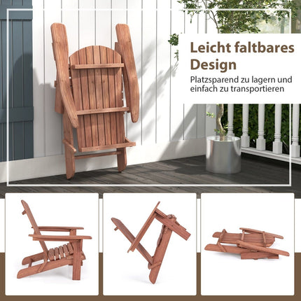 Folding Adirondack Chair Set, Wood, 180kg Capacity
