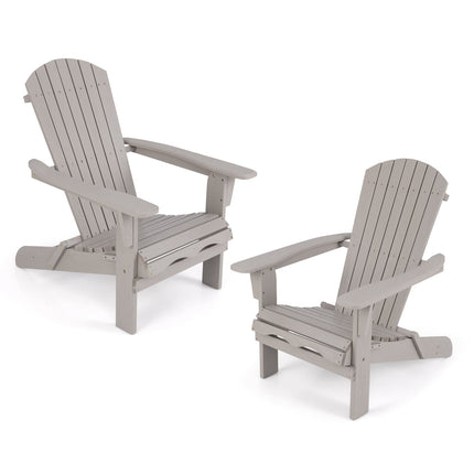 Folding Adirondack Chair Set, Wood, 180kg Capacity, Gray