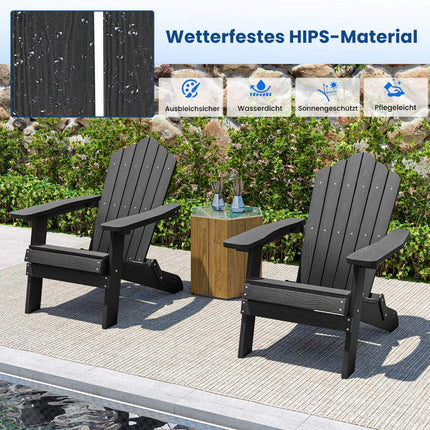 Folding Adirondack Chair, Weatherproof Black HIPS