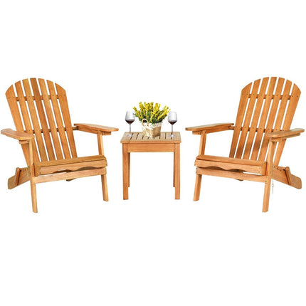 Folding Adirondack Chairs Set with Table, Eucalyptus Wood