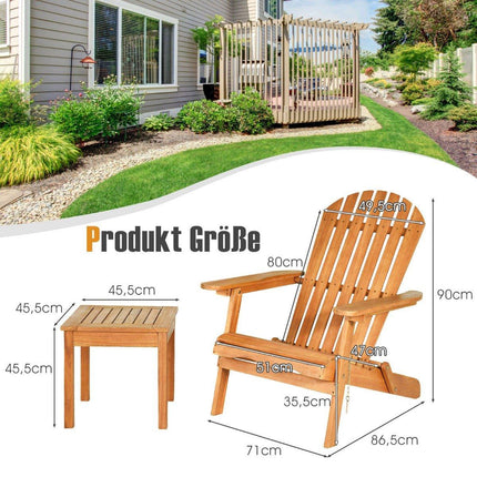 Folding Adirondack Chairs Set with Table, Eucalyptus Wood