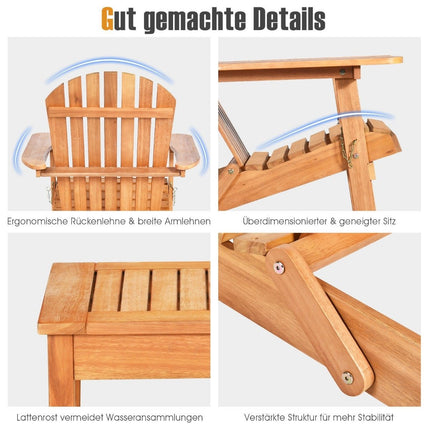 Folding Adirondack Chairs Set with Table, Eucalyptus Wood