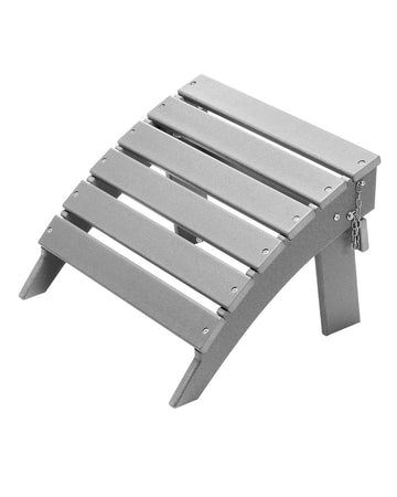 Folding Adirondack Ottoman, HDPE, Gray, 16.9 x 18.9 in