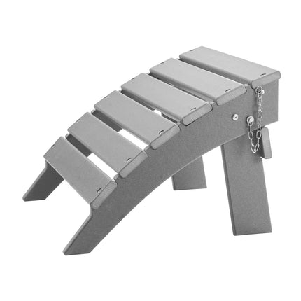 Folding Adirondack Ottoman, HDPE, Gray, 16.9 x 18.9 in