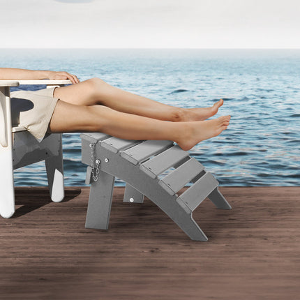 Folding Adirondack Ottoman, HDPE, Gray, 16.9 x 18.9 in