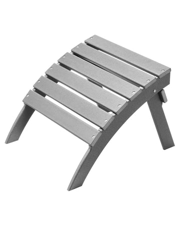 Folding Adirondack Ottoman, HDPE Plastic, Gray