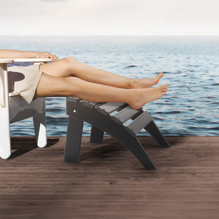 Folding Adirondack Ottoman, HDPE, Weather-Resistant, Black