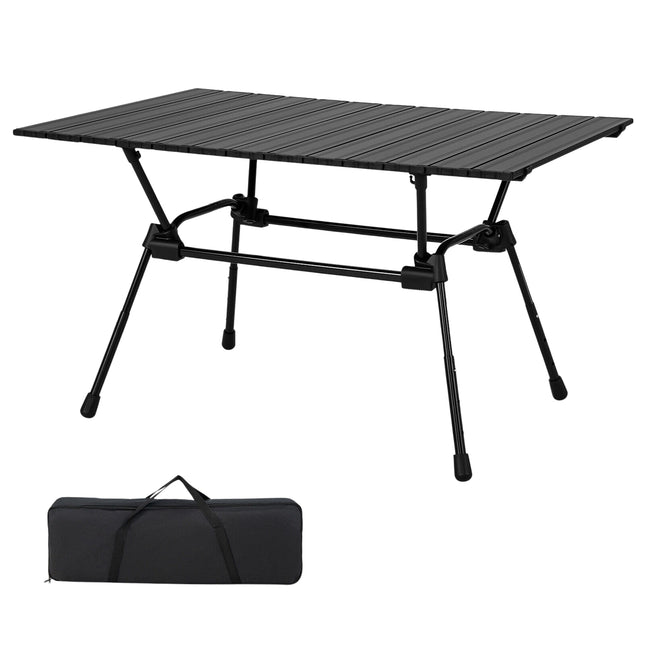 Folding Aluminum Camping Table – Adjustable Height, Carry Bag
