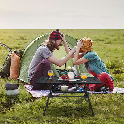 Folding Aluminum Camping Table – Adjustable Height, Carry Bag