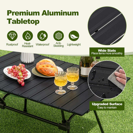 Folding Aluminum Camping Table – Adjustable Height, Carry Bag