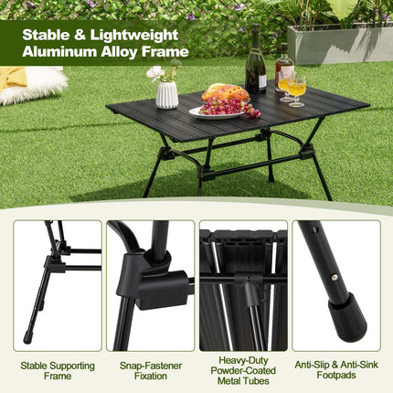 Folding Aluminum Camping Table – Adjustable Height, Carry Bag