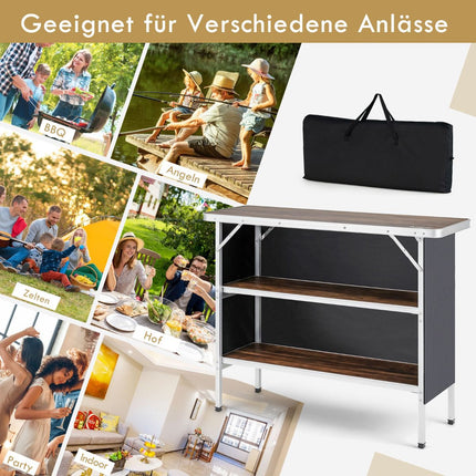 Folding Aluminum Camping Table with 2-Tier Shelves
