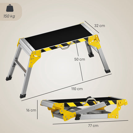 Folding Aluminum Workbench – Non-Slip, 150 kg Capacity
