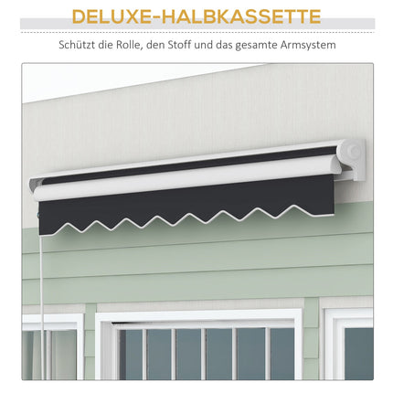 Electric folding arm awning 2.5x2m, remote control & hand crank