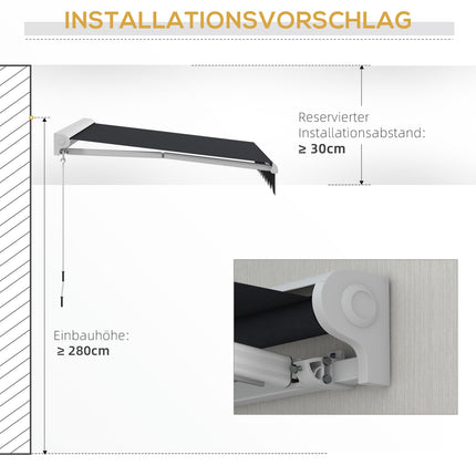 Electric folding arm awning 2.5x2m, remote control & hand crank
