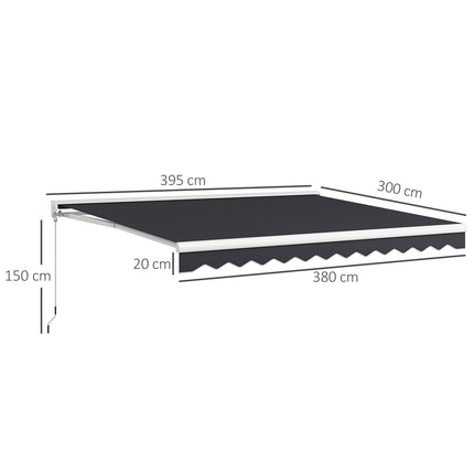 Electric folding arm awning, 4x3m, Remote controlled, Grey
