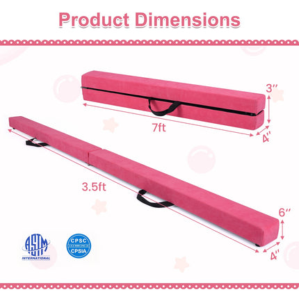Folding Balance Beam, 7 Ft, Solid Wood Base, Anti-Slip