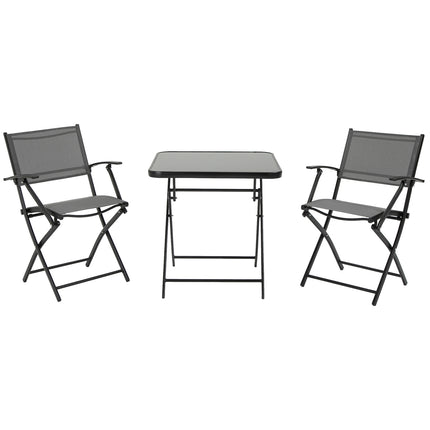Balcony folding set - 2 chairs & table, metal mesh