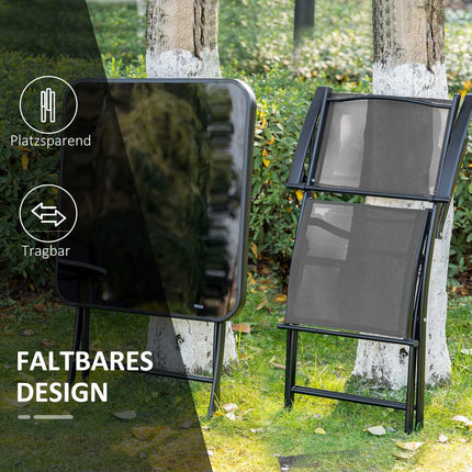 Balcony folding set - 2 chairs & table, metal mesh