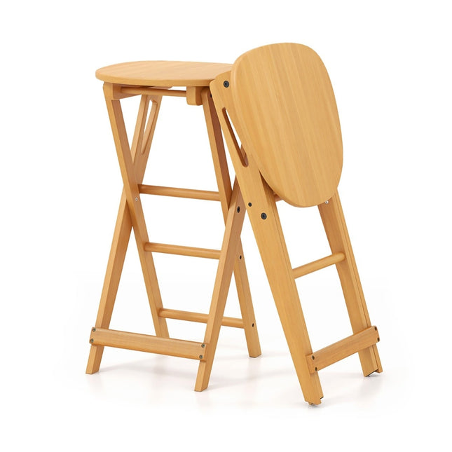 Folding Bamboo Bar Stools, Set of 2, 61 cm Seat Height