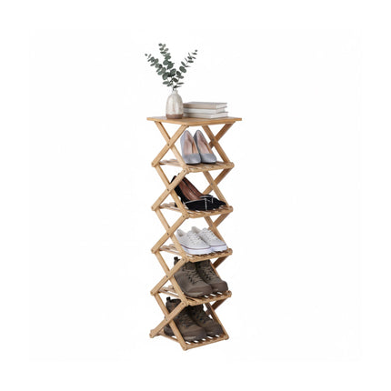Folding Bamboo Shoe Rack – Compact, Vertical, Foldable