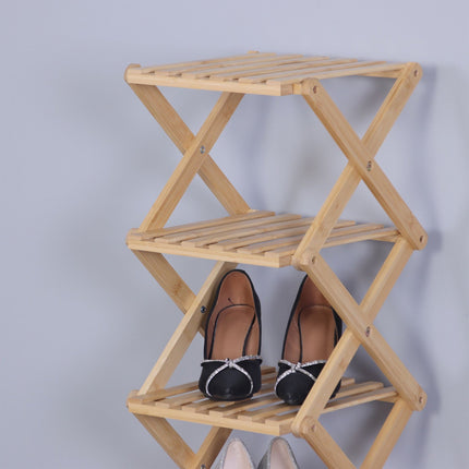 Folding Bamboo Shoe Rack – Vertical, Space-Saving Design