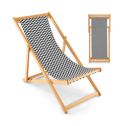 Folding Bamboo Sling Chair, 3-Position Backrest, Canvas