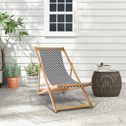 Folding Bamboo Sling Chair, 3-Position Backrest, Canvas