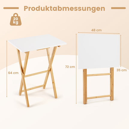 Folding Bamboo TV Trays Set of 2 – White & Natural