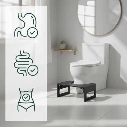 Folding Bamboo Toilet Stool, Non-Slip, Compact