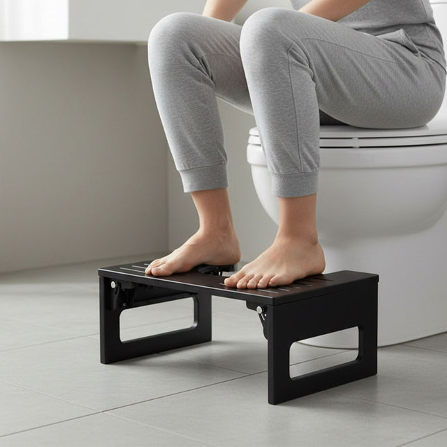 Opvouwbare bamboe toiletkruk, antislip, compact