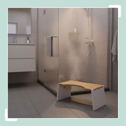 Folding Bamboo Toilet Stool – Non-Slip, Space-Saving