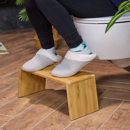 Folding Bamboo Toilet Stool with Rubber Pads