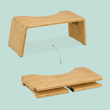 Folding Bamboo Toilet Stool with Rubber Pads