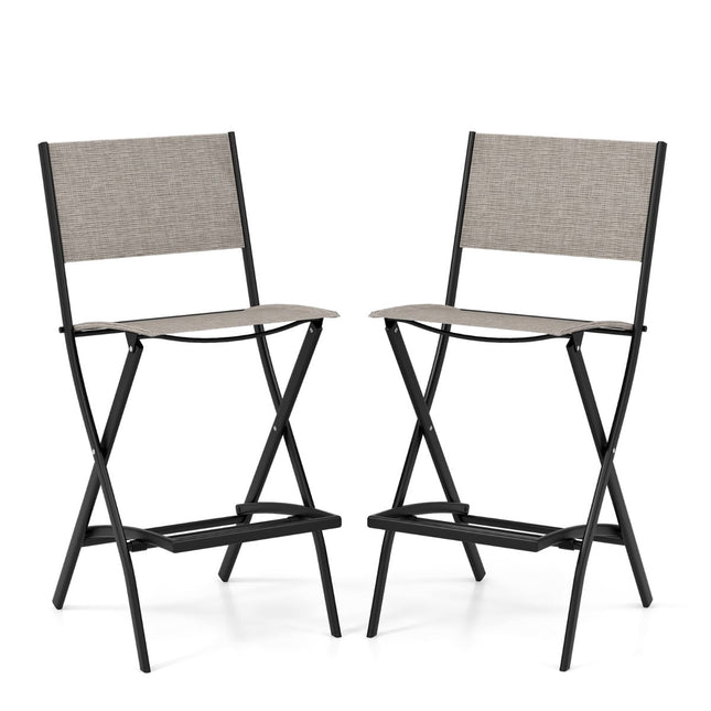 Folding Bar Stool Set with Backrest, Breathable Fabric