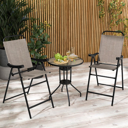 Folding Bar Stools Set of 2 – Metal Frame, Footrest