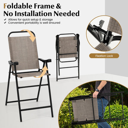 Folding Bar Stools Set of 2 – Metal Frame, Footrest