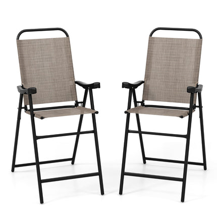 Folding Bar Stools Set of 2 – Metal Frame, Footrest