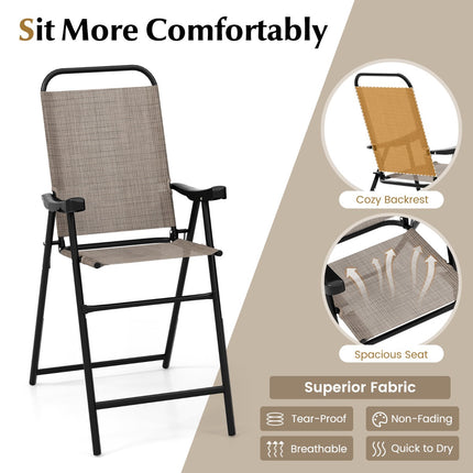 Folding Bar Stools Set of 2 – Metal Frame, Footrest