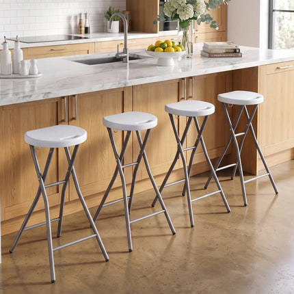 Folding Bar Stool with HDPE Seat, 70 cm, White