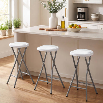 Folding Bar Stool with HDPE Seat, 70 cm, White