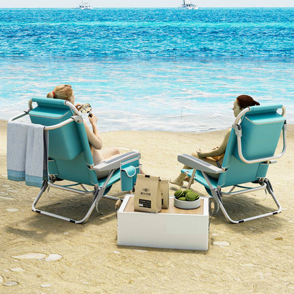 Folding Beach Chair, 5-Position Recline, 150 kg