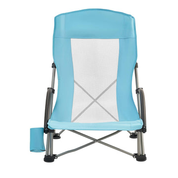 Folding Beach Chair, High Back, 150 kg, Cup Holder