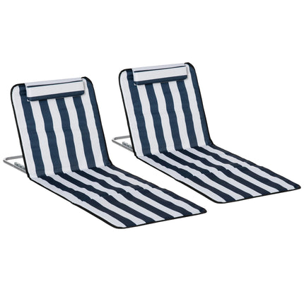 Folding Beach Chair, Steel Frame, Adjustable Backrest, Blue