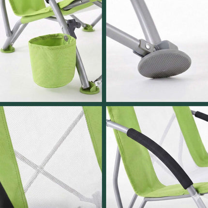 Folding Beach Chair With Cup Holder And Carry Bag