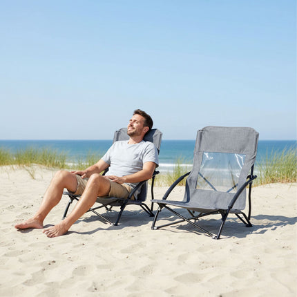 Folding Beach Chairs, 2-Pack High Back With Carry Bag