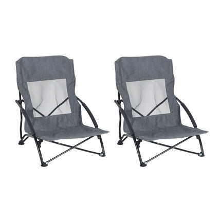 Folding Beach Chairs, 2-Pack High Back With Carry Bag